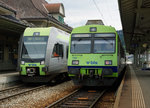 BLS: RE Luzern-Bern mit RABe 535  LÖTSCHBERGER  und der S 2 nach Konolfingen Gümligen Bern Laupen mit einem RBDe 565-Pendel in Langnau im Emmental am 14.