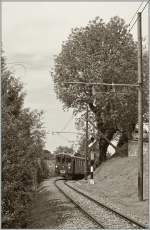 Der  (es) RhB ABe 4/4 n� 35 unterwegs nach Chamby bei der  Hippschen Wendescheibe  die als Einfahrtsignal von Blonay (B-C) dient.20 Mai 2012