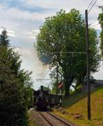 Und hier mein Bild, gleiche Zeit (am 27.05.2012) nur ein paar Meter weiter hinten von der anderen Gleisseite - Die G 3/3 Dampftenderlokomotiven BAM Nr.