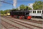Die Blonay-Chamby G 2x 2/2 105 rangiert in Vevey und zeigt sich im besten Licht.