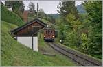 Die BOB HGe 3/3 N° 29 erreicht Chantemerle auf der Fahrt von Chaulin nach Blonay.
