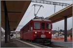 Der CJ  Arosabahntriebwagen  Bef 4/4 641 (ex RhB ABe 4/4) in Le Noirmont.