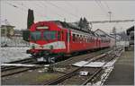Der CJ Pendelzug RBDe 4/4 I 222 mit ABt in Bonfol.
