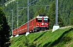 RhB Ge 4/4 II Nr.628 in Bever am 19.08.2009.