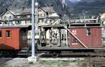 RhB Arbeitswagen f�r die Oberleitung Xk 9013 in Samedan im August 1990.