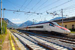   Der SBB ETR 610.014 (ETR 93 85 5 610 014-8 CH-SBB) ein ETR 610 der 1.Serie, gekuppelt mit dem RABe 503 012  “Ticino“ (93 85 0 503 012-3 CH-SBB), ein ETR 610 der 2.Serie, verlassen am
