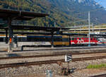 Der Gep�cktriebwagen De 110 022-1 (ex LSE De 4/4 122), der vor dem Umbau auf reinen Adh�sionsbetrieb der ex SBB Deh 4/6 907 bzw.